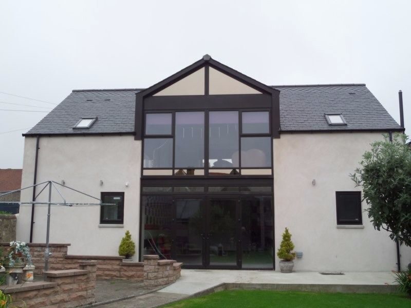 Rendered house with a full-height glazed gable